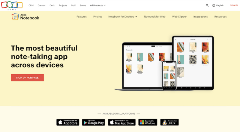 zoho-notebook-homepage zoho notebook homepage