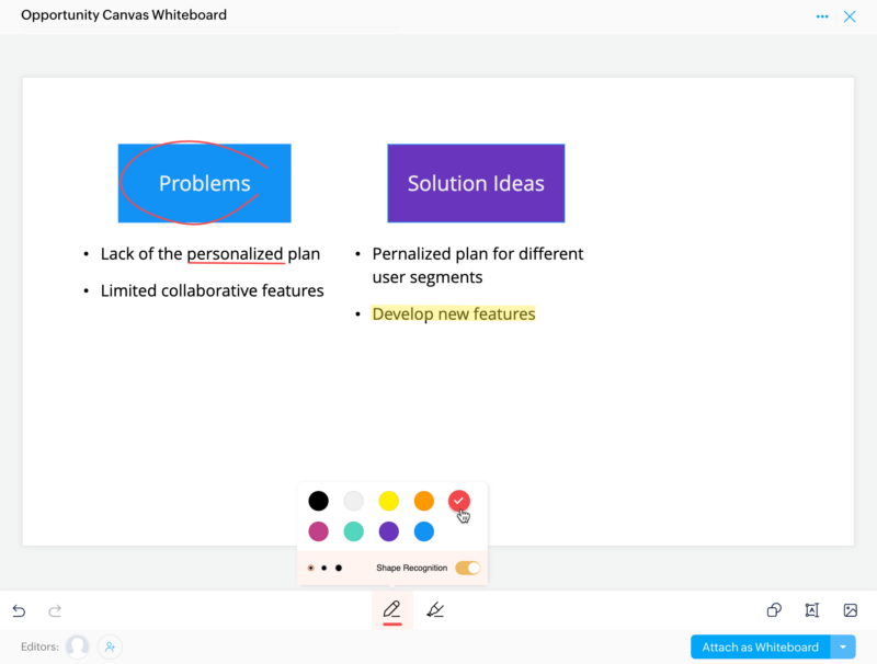 zoho projects whiteboard